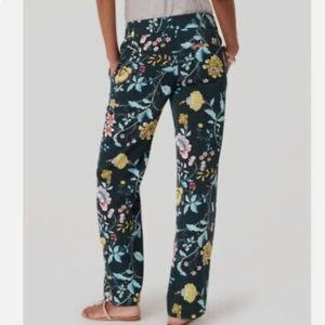 LOFT Petites Mid-Rise Straight Pants in Green Vine Floral Print